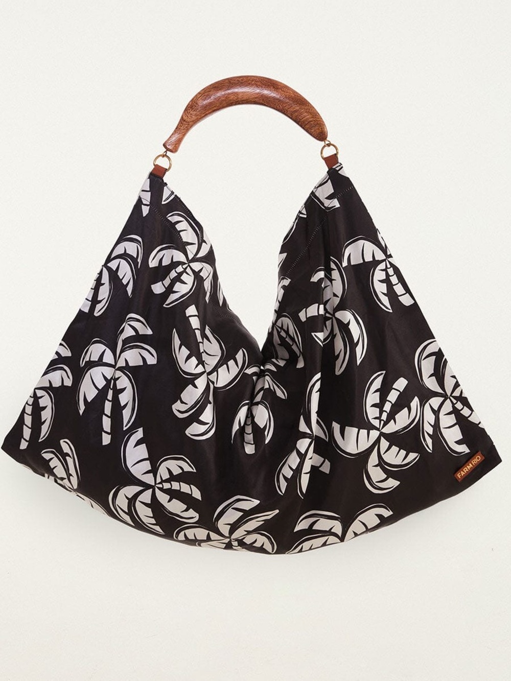 Farm Rio Black And White Palm Trees Scarf Tote Bag